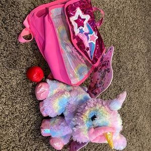 Barbie bookbag and unicorn stuff animal